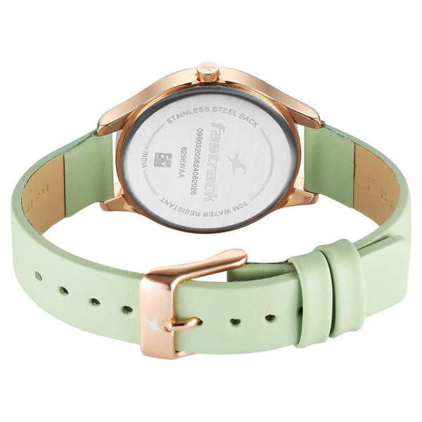 Fastrack Stunners Quartz Analog Green Dial Green Leather Strap Watch For Girls - Image 5