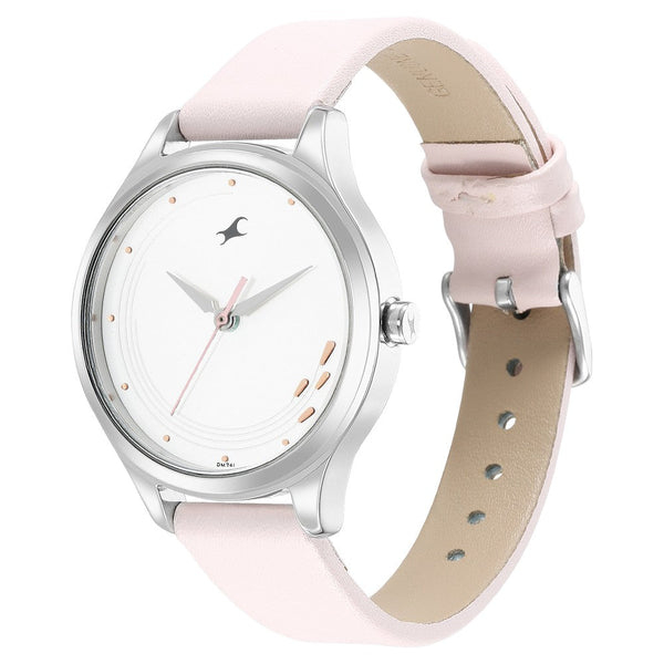 Fastrack Stunners Quartz Analog White Dial Leather Strap Watch for Girls - Image 4