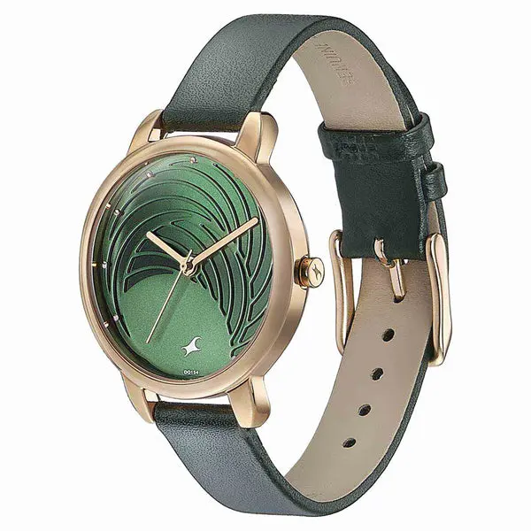 Fastrack Stunners Quartz Multifunction Green Dial Leather Strap Watch for Girls - Image 3