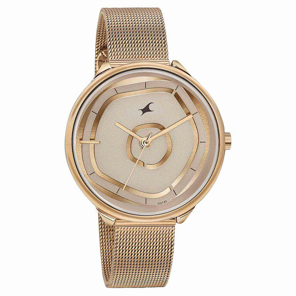 Fastrack Stunners Quartz Multifunction Rose Gold Dial Stainless Steel Strap Watch for Girls - Image 2