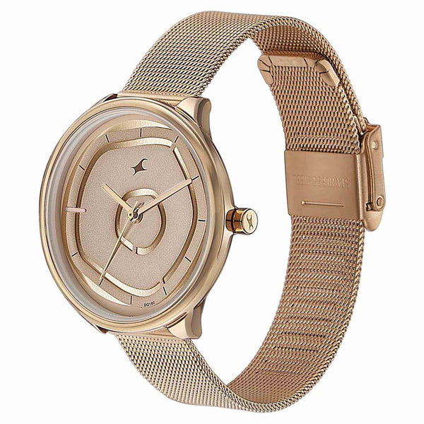 Fastrack Stunners Quartz Multifunction Rose Gold Dial Stainless Steel Strap Watch for Girls - Image 3