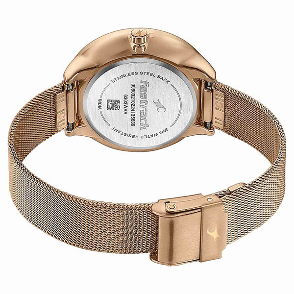 Fastrack Stunners Quartz Multifunction Rose Gold Dial Stainless Steel Strap Watch for Girls - Image 5