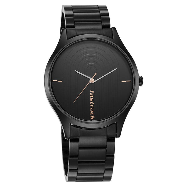 Fastrack Style Up Quartz Analog Black Dial Stainless Steel Strap Watch for Guys - Image 2