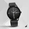 Fastrack Style Up Quartz Analog with Day and Date Black Dial Stainless Steel Strap Watch for Guys