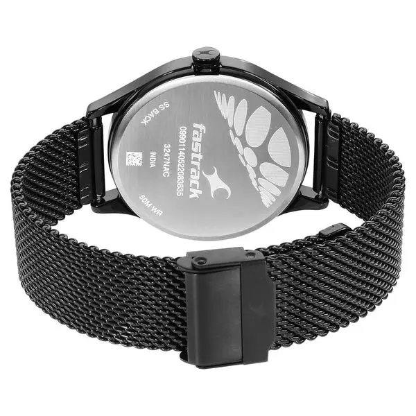 Fastrack Style Up Quartz Analog with Day and Date Black Dial Stainless Steel Strap Watch for Guys - Image 6