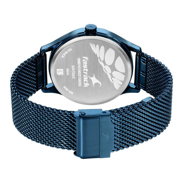 Fastrack Style Up Quartz Analog with Day and Date Blue Dial Stainless Steel Strap Watch for Guys - Image 5