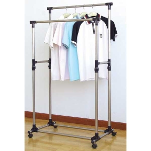 House of Quirk Stainless Steel Double-Pole Clothes Hanger (Multicolour)