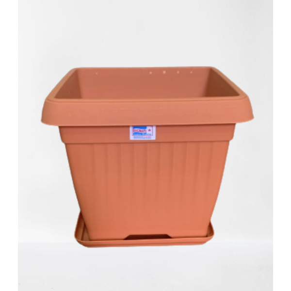 3Pcs Beautiful Square Planter 10" ( With Plate ) For Indoor And Outdoor Garden - Image 2