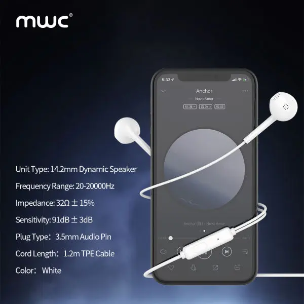 MWC MWE50 | Hi-Fidelity Wired Out-Ear Earphone | 14.2mm Dynamic Speaker | 1.2m TPE Cable | 3.5mm Audio Pin | Deep & Clean Bass | 6 month Warranty - Image 5