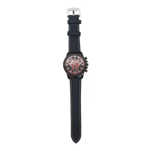 Black ColorUnisex Dial Casual Leather Strap Watch