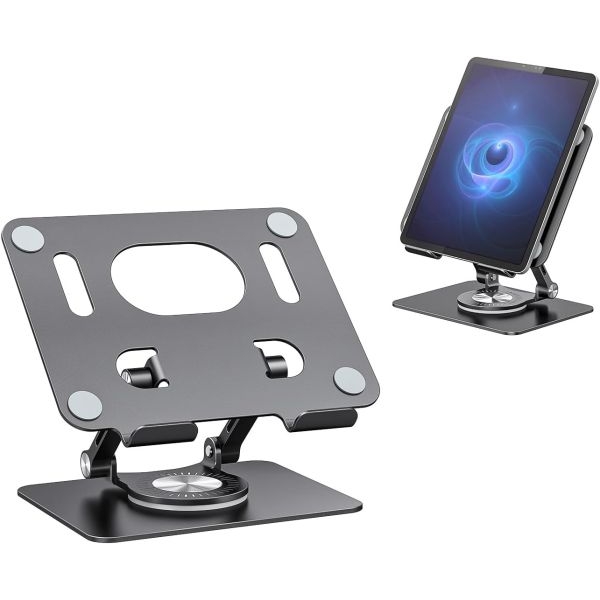 Metal Tablet Stand, Swivel Tablet Stand with 360 Rotating Base, Adjustable Tablet Holder for Drawing Design May Vary - Image 2