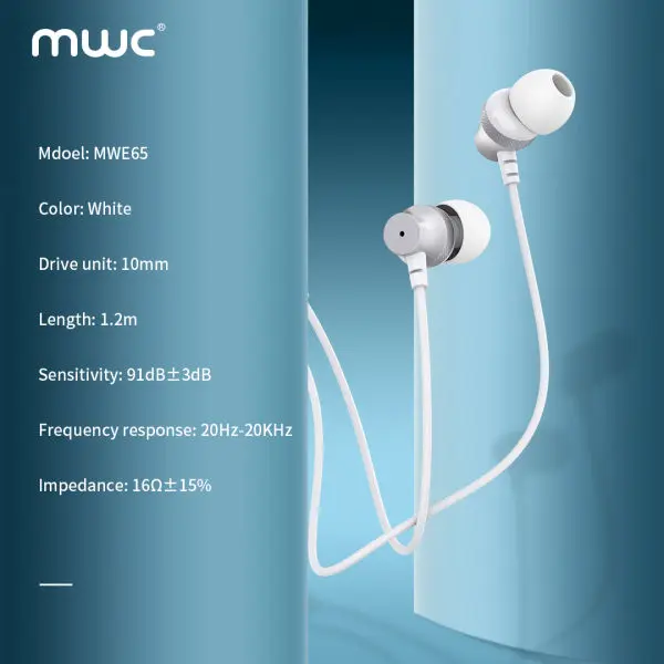 MWC MWE65 | 100% Premium Quality | In-ear Wired Earphone | 10mm Dynamic Speaker | Master Level Tones | Stereo Surround Sound |1.2m TPE Cable | 3.5mm Audio Pin | Deep & Clean Bass | 6 month Warranty - Image 4