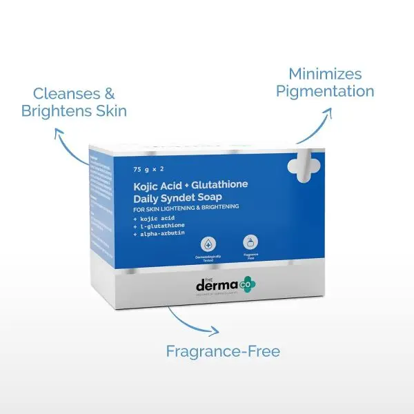 The Derma Co Kojic Acid + Glutathione Daily Syndet Brightening Soap With Kojic Acid, L-Glutathione & Alpha-Arbutin - 75 G X 2 - Image 4