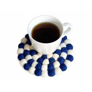 Felt Ball Tea Coaster - Handmade in Nepal