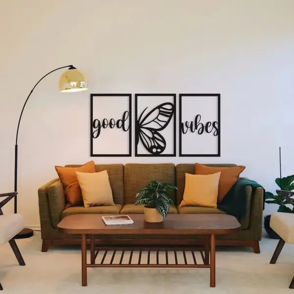 Good Vibes Aesthetic Wooden Wall Canvas Beautiful Wall Decor Ideal Size (3ft) in Black - Image 4