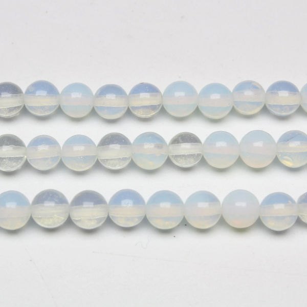 Glass Beads, Round, Plain, 8mm, Semi Transparent White For DIY Project - Image 2