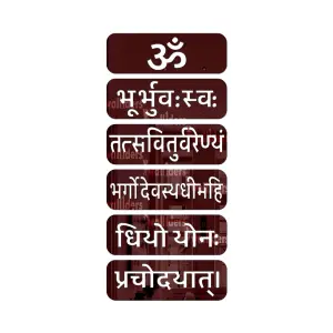 Ressence Gayatri Mantra Wooden Cutout for Wall Hanging, Positive Energy (2ft) Height in Brown