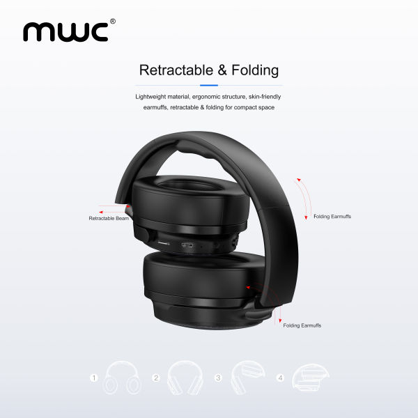 MWC Firo (MH01B) | Bluetooth 5.4 Headphone | HQ Stereo Sound | Standby Time 300H | Play Time 12 Hours | With 3.5mm Audio Jack - Image 4