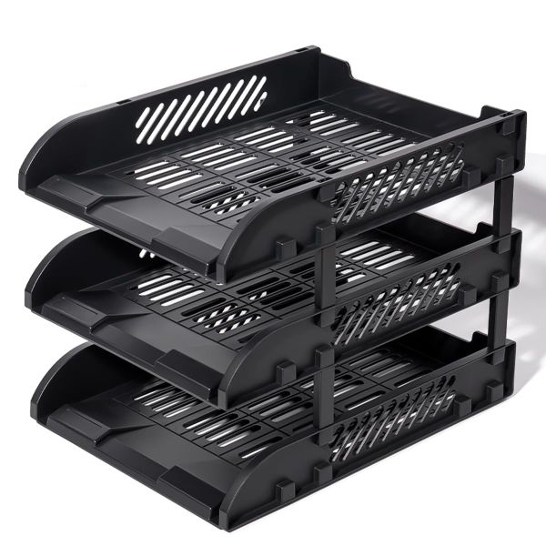 File Tray /Delli 9217ES 3-Compartment File Rack for Office Files/Letter/Document/ Desk Organizer /File Tray File Rack - Black- 1 pcs - Image 2