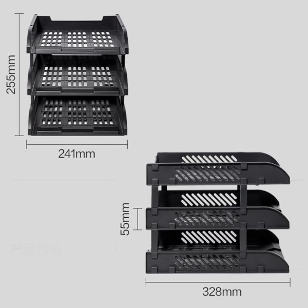 File Tray /Delli 9217ES 3-Compartment File Rack for Office Files/Letter/Document/ Desk Organizer /File Tray File Rack - Black- 1 pcs - Image 3