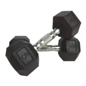 Fitness Dumbbell Pair 2 X 5Kg Rubber Hex Dumbbells Dumbell Pair