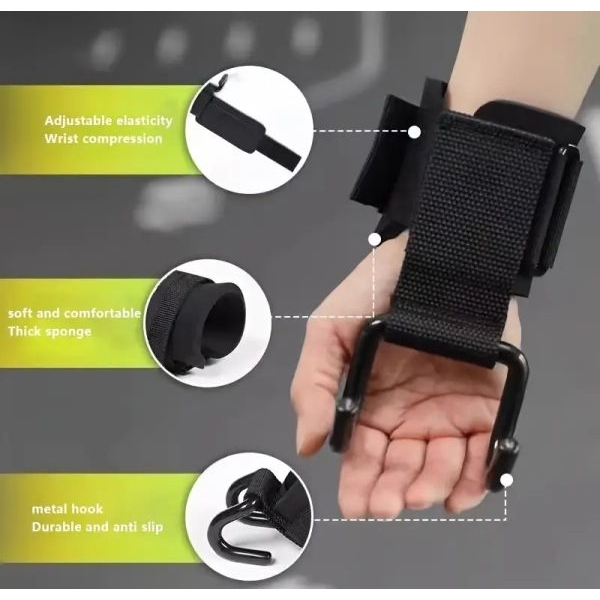 Fitness Power Hook – Heavy-Duty Wrist Support Lifting Hooks for Gym & Strength Training - Image 2