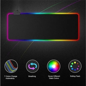 Flashotech Led-01 RGB LED Mouse Pad Gaming USB Wired Lighting Edition Mouse Pad for Keyboard/Mouse