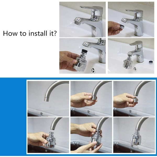 Stainless Steel Flexible 360 Degree Rotating 2 Modes Water Saving Faucet for Kitchen Sink - Image 6