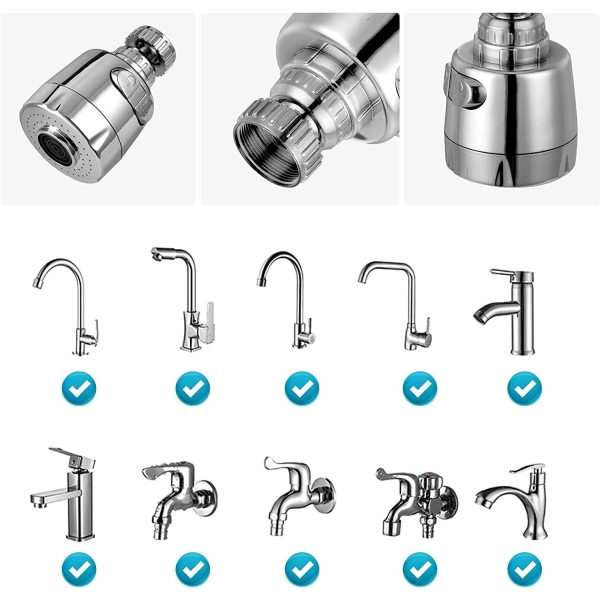 Stainless Steel Flexible 360 Degree Rotating 2 Modes Water Saving Faucet for Kitchen Sink - Image 8