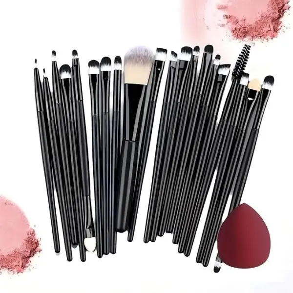 Foundation Luxury Makeup Brush Set (Black) - Pack of 12 Pieces with storage box - Image 2