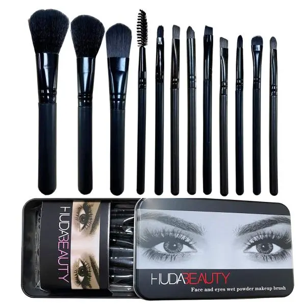 Foundation Luxury Makeup Brush Set (Black) - Pack of 12 Pieces with storage box - Image 3