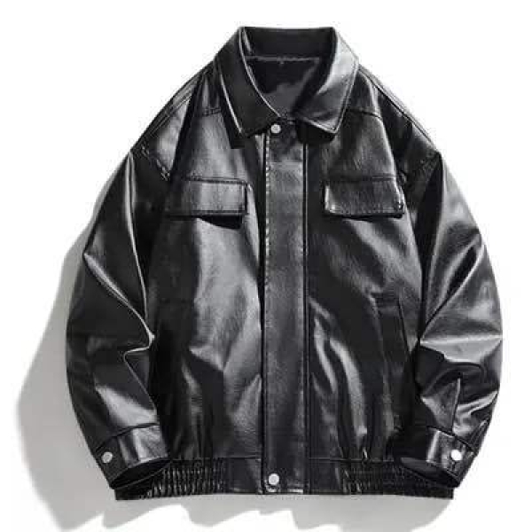 Front pocket stylish leather jacket - Image 3