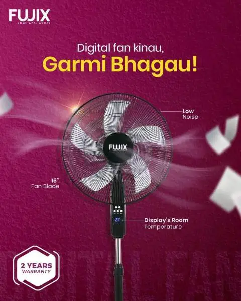 FUJIX Stand Fan 16" With Remote Digital Display - Image 4