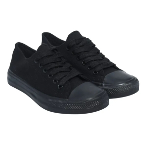 Full Black Synthetic Round Toe Lace-Up Closure Medium Width Casual Sneakers For Men