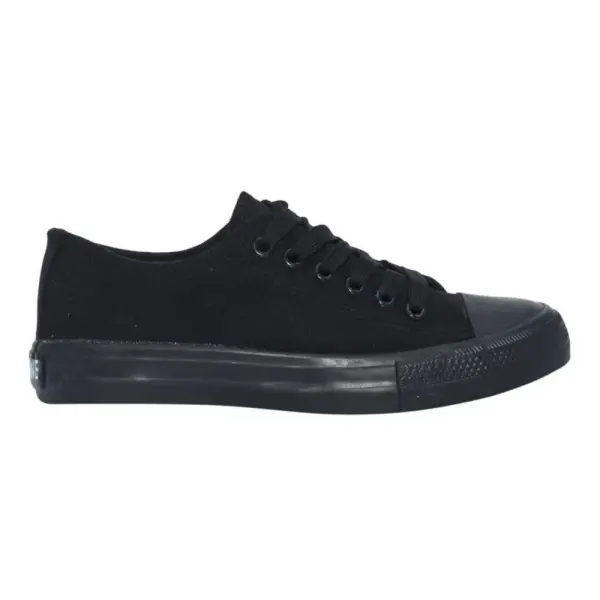 Full Black Synthetic Round Toe Lace-Up Closure Medium Width Casual Sneakers For Men - Image 2