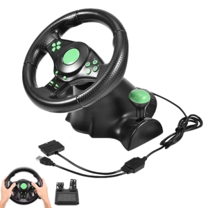 Gaming Vibration Racing Steering Wheel And Pedals (23Cm)