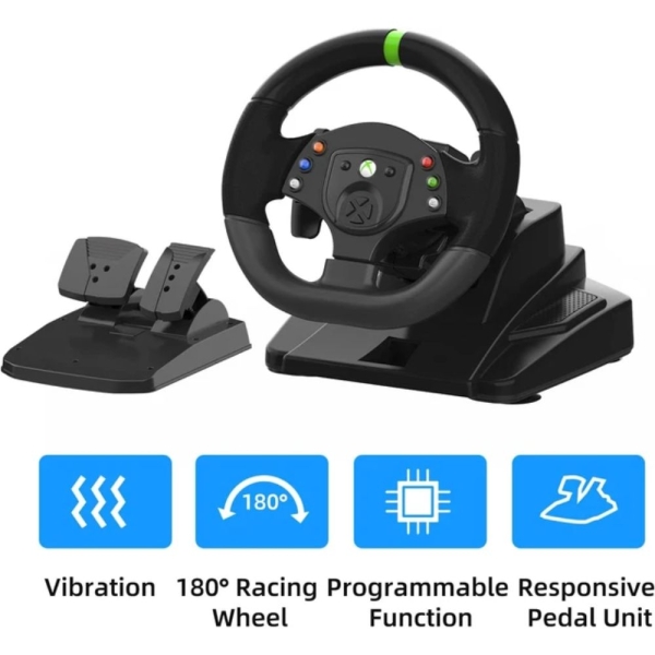 Gaming Vibration Racing Steering Wheel And Pedals (23Cm) - Image 4