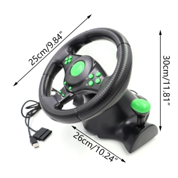 Gaming Vibration Racing Steering Wheel And Pedals (23Cm) - Image 5
