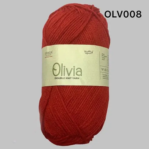 Ganga Olivia Knitting Yarn Shade Code Olv008 Red - Image 2