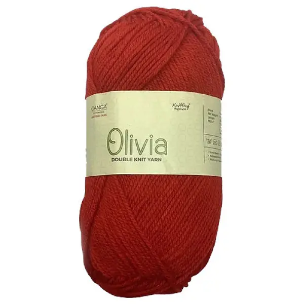 Ganga Olivia Knitting Yarn Shade Code Olv008 Red - Image 3