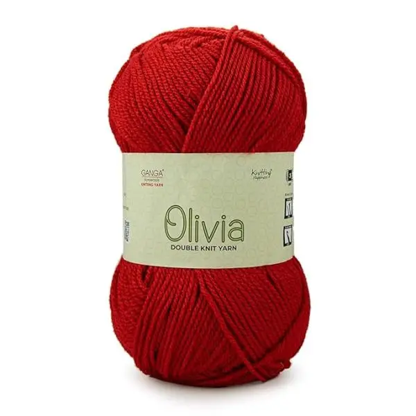 Ganga Olivia Knitting Yarn Shade Code Olv008 Red - Image 4