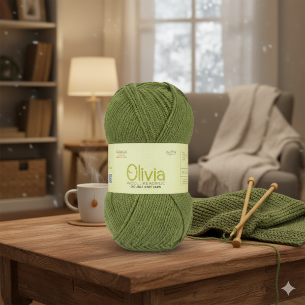 Ganga Olivia OLV043 100 Grams Knitting yarn - Turtle Green - Image 2