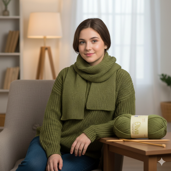 Ganga Olivia OLV043 100 Grams Knitting yarn - Turtle Green - Image 4