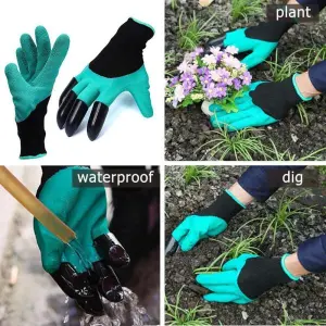 Generic Garden Gloves for Digging & Planting With 4 ABS Plastic Claws Gardening Gloves