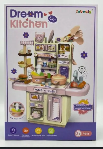 Generic Kitchen Toys with Realistic Steam and Light 39 Piece Kitchen Accessories Set Mini Kitchen Set for Kids Pretend Play Food Toys
