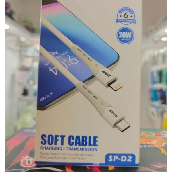 Genuine Solid 20w PD To Lightning & 60W Type C To Type C Soft Rapid Charge Data Cable Charging + Transmission Fast Charging Cable (3 Months Warranty) - Image 2