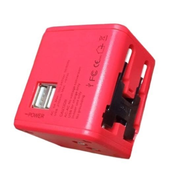 Genuine Worldwide All in One Universal Travel Adaptor Wall AC Power Plug Adapter Wall Charger with Dual USB Charging Ports for Cell Phone Laptop - Image 2