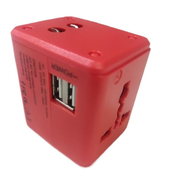 Genuine Worldwide All in One Universal Travel Adaptor Wall AC Power Plug Adapter Wall Charger with Dual USB Charging Ports for Cell Phone Laptop - Image 5