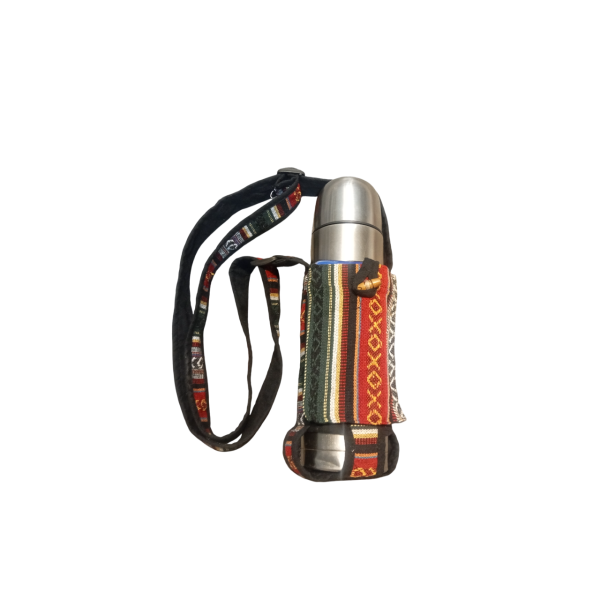 Gheri Cotton Cross-Body Water Bottle Holder with Cell Phone Pocket - Image 4