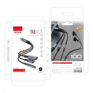 Gj-026 Type-C + Lightning To 3.5Mm And Gj-040 100w Type-c To Type-c + Type -c + 3.5mm Adapter Cable